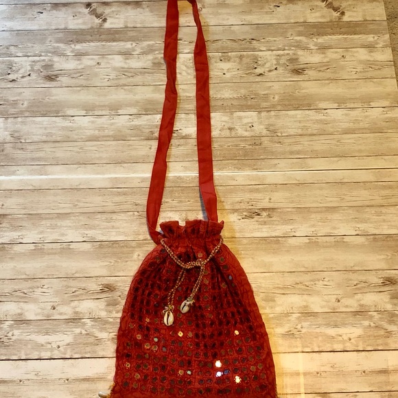 Bohemian mirrored cross-body bag, hand embroidered with cowrie shell detail - Picture 4 of 15